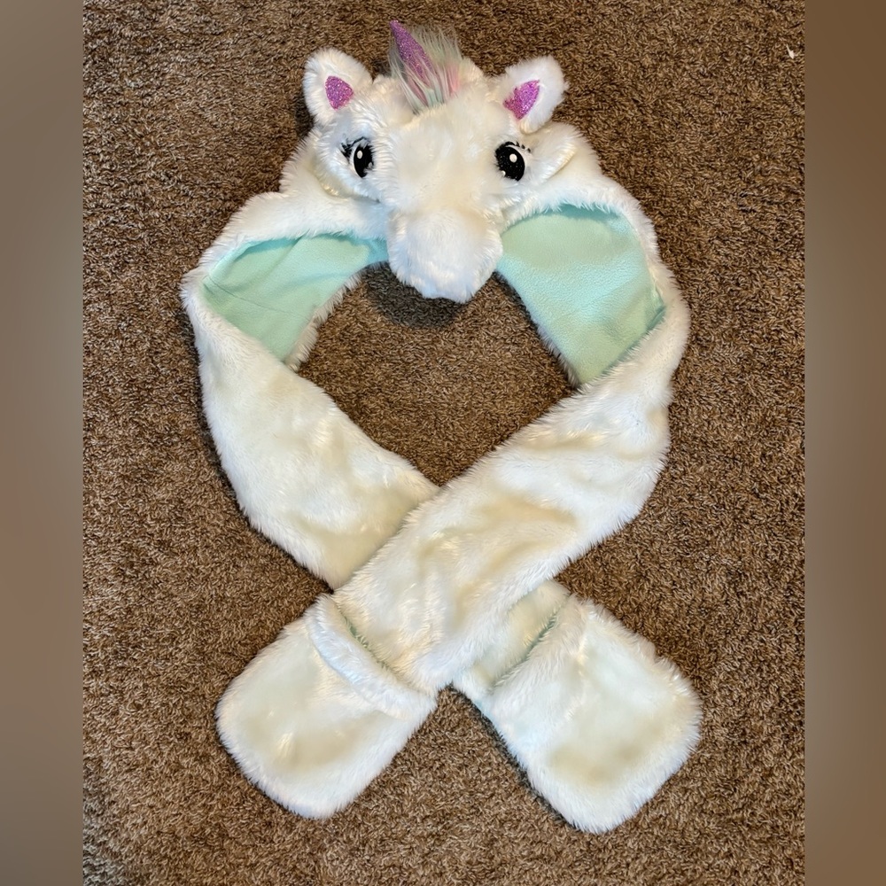 Justice Unicorn Hat/Scarf/Handwarmer Combo Size One Size Fits All